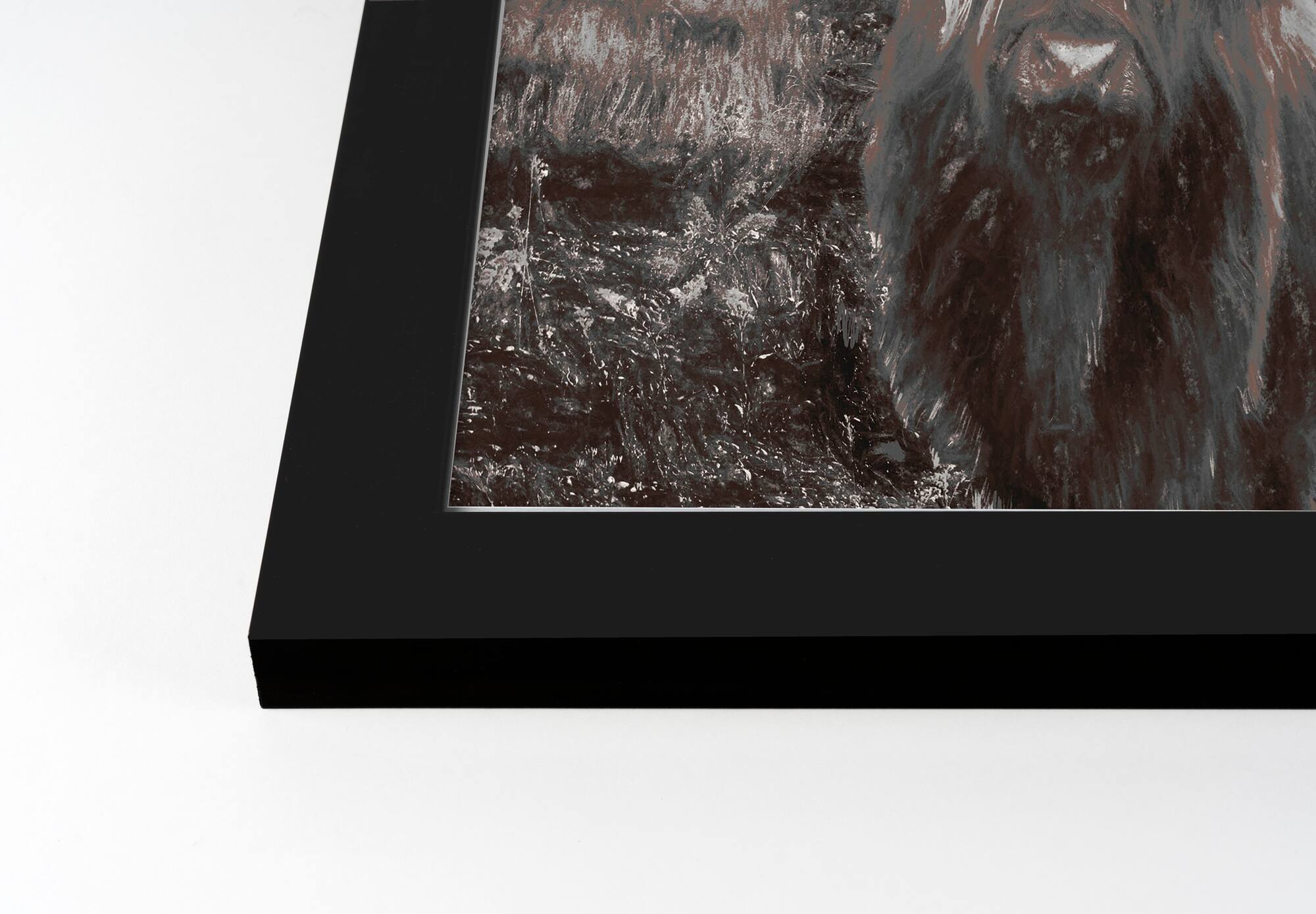 Highland Cow Charcoal Black Framed Print